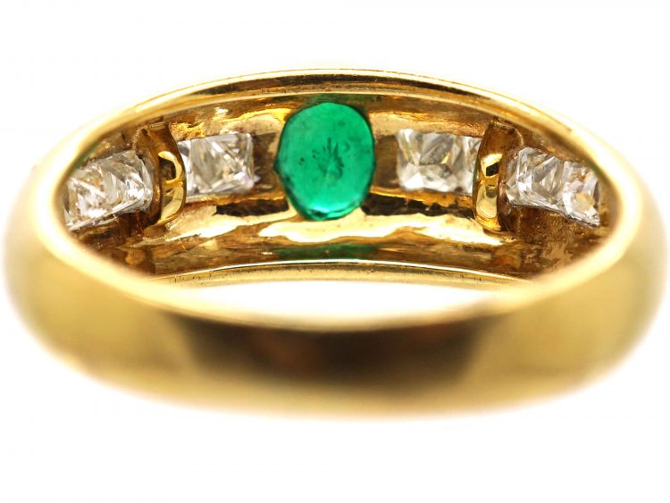 18ct Gold, Emerald & Princess Cut Diamond Ring