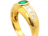 18ct Gold, Emerald & Princess Cut Diamond Ring