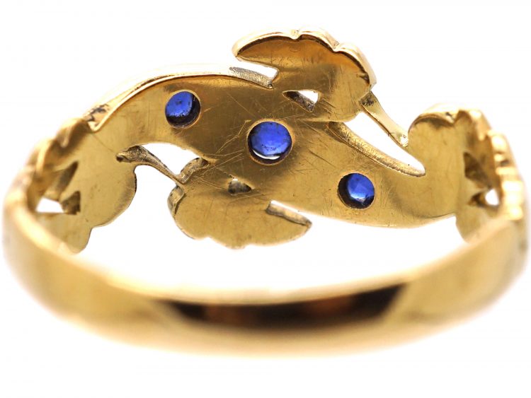 Edwardian 18ct Gold Twist Ring set with Sapphires & Diamonds