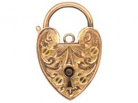 Edwardian 9ct Gold Engraved Heart Padlock