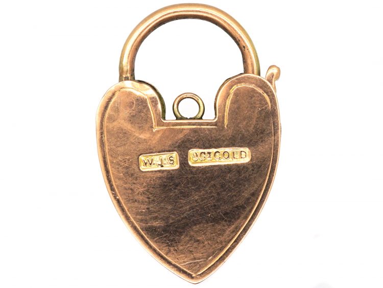 Edwardian 9ct Gold Engraved Heart Padlock