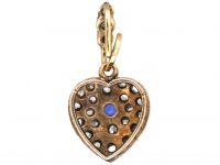 Edwardian Heart Shaped Pendant set with a Sapphire & Rose Diamonds