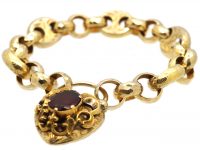 Early 19th Century 9ct Gold Bracelet with Garnet Set Padlock in the Original Case