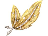 Mid 20th Century 18ct Gold Leaf Brooch set with Diamonds by Vacheron Constantin