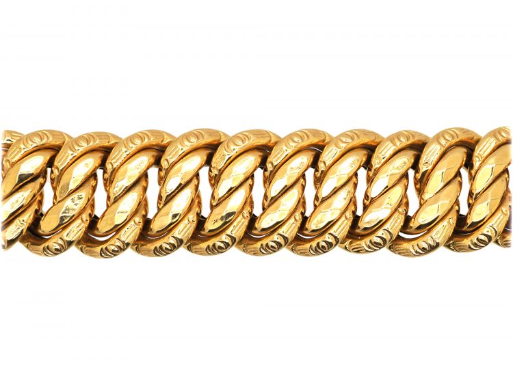 Early 20th Century French 18ct Gold Woven Curb Link Bracelet