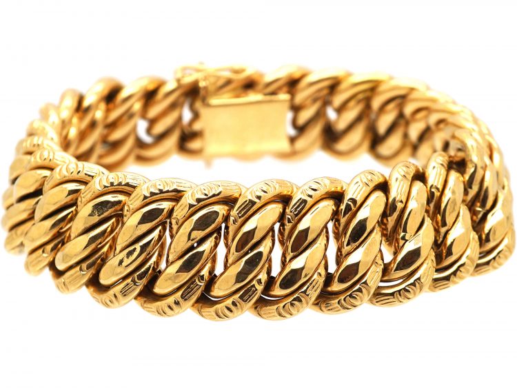 Early 20th Century French 18ct Gold Woven Curb Link Bracelet