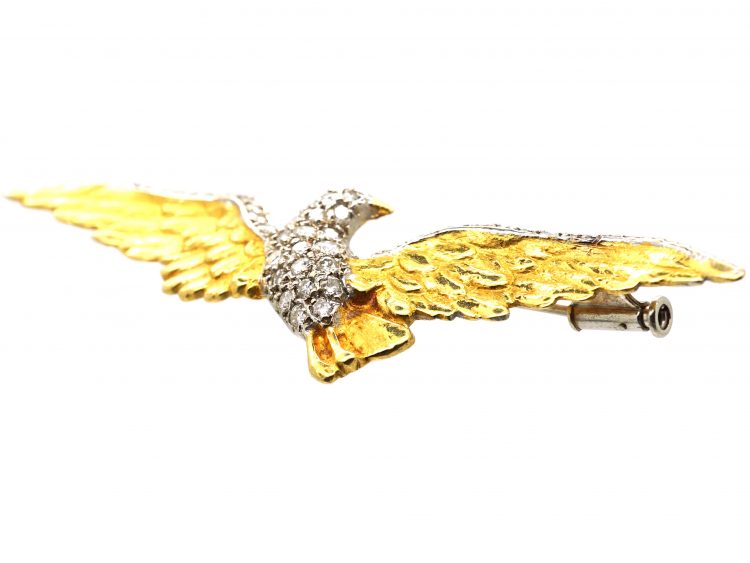 French Belle Epoque 18ct gold & Diamond Eagle Brooch