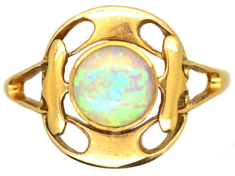 Art Nouveau 18ct Gold Ring set with an Opal by Deakin & Frances