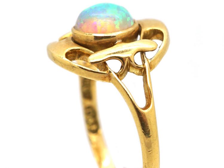 Art Nouveau 18ct Gold Ring set with an Opal by Deakin & Frances