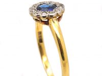 Edwardian 18ct Gold & Platinum, Sapphire & Diamond Cluster Ring