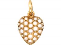 Edwardian 15ct Heart Shaped Pendant set with Natural Split Pearls