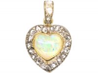 Edwardian Heart Pendant set with an Opal & Rose Diamonds