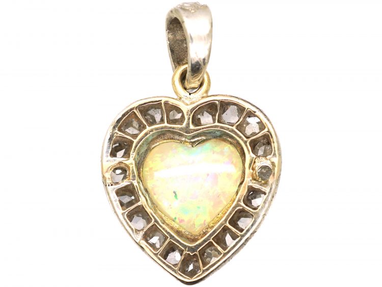 Edwardian Heart Pendant set with an Opal & Rose Diamonds