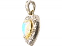 Edwardian Heart Pendant set with an Opal & Rose Diamonds