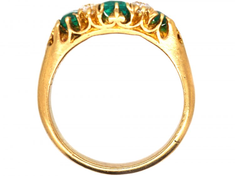 Early 20th Century 22ct Gold, Three Stone Emerald & Diamond Ring