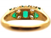 Early 20th Century 22ct Gold, Three Stone Emerald & Diamond Ring