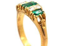 Early 20th Century 22ct Gold, Three Stone Emerald & Diamond Ring