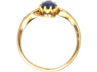 Art Nouveau 18ct Gold Tiara Ring set with a Pear Shaped Sapphire & Diamonds