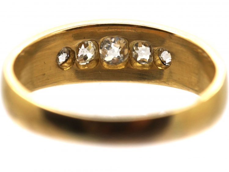 Edwardian 18ct Gold Boat Shaped Ring set with Five Diamonds