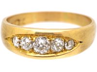 Edwardian 18ct Gold Boat Shaped Ring set with Five Diamonds