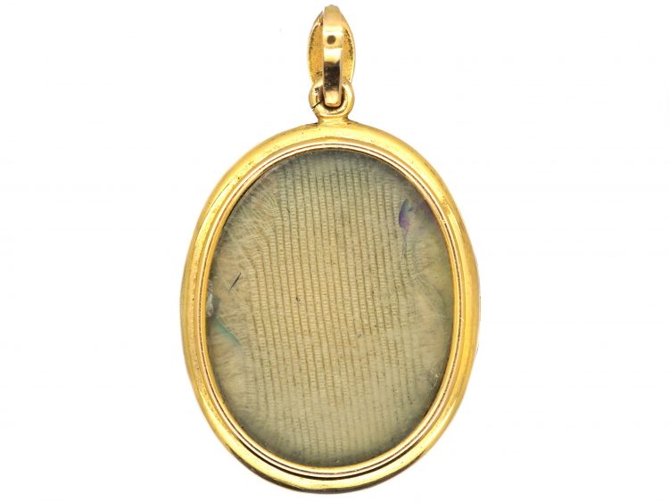 Victorian 18ct Gold Pendant set with Turquoise, Natural Split Pearls & Diamonds with Locket on the Reverse