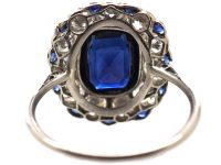 Edwardian Platinum, Sapphire & Diamond Oval Cluster Ring