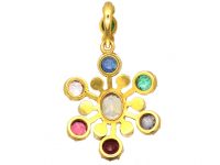 Victorian 18ct Gold Harlequin Pendant set with Sapphires, Emerald, Pearls, Green Garnet & Garnet