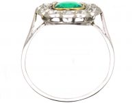 Early 20th Century Platinum & 18ct Gold, Emerald & Diamond Cluster Ring