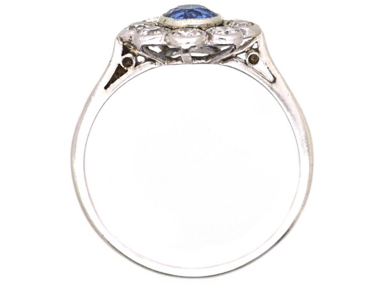 Edwardian Platinum, Sapphire & Diamond Cluster Ring