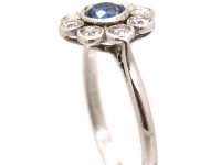 Edwardian Platinum, Sapphire & Diamond Cluster Ring