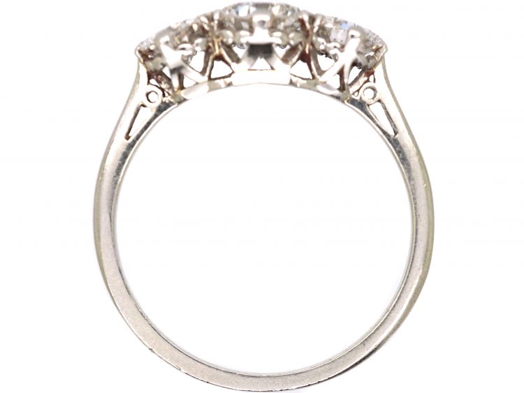 Early 20th Century Platinum, Three Stone Diamond Ring