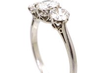 Early 20th Century Platinum, Three Stone Diamond Ring