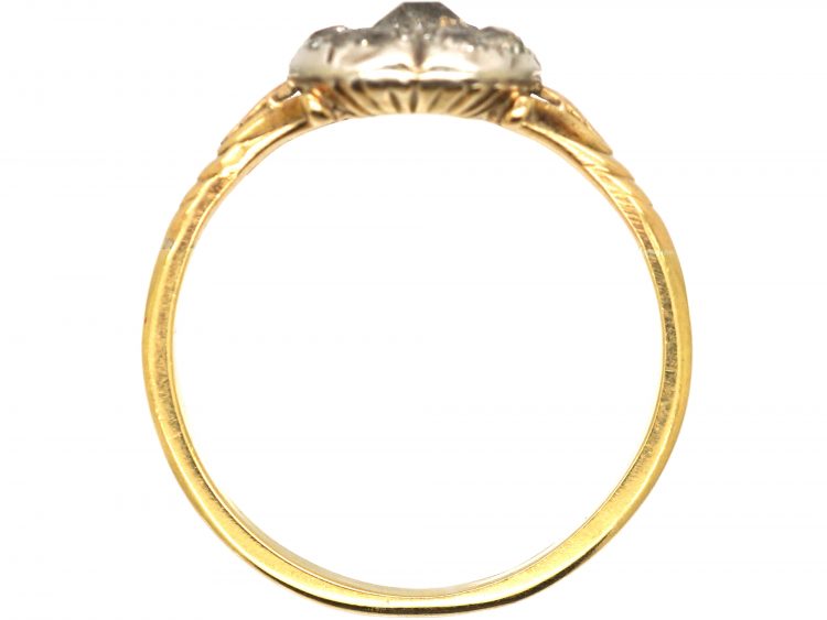 Georgian 15ct Gold & Silver Heart Shaped Ring set with Diamonds