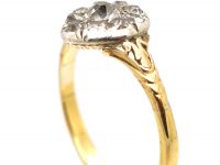 Georgian 15ct Gold & Silver Heart Shaped Ring set with Diamonds