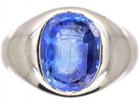 Platinum Signet Ring with Sapphire Intaglio of a Crest