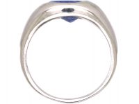 Platinum Signet Ring with Sapphire Intaglio of a Crest