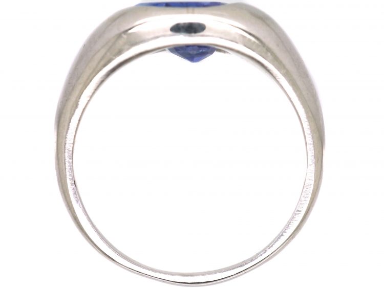 Platinum Signet Ring with Sapphire Intaglio of a Crest