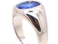 Platinum Signet Ring with Sapphire Intaglio of a Crest