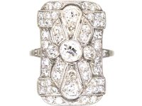 Early 20th Century Platinum Rectangular Shaped Ring set with Diamonds