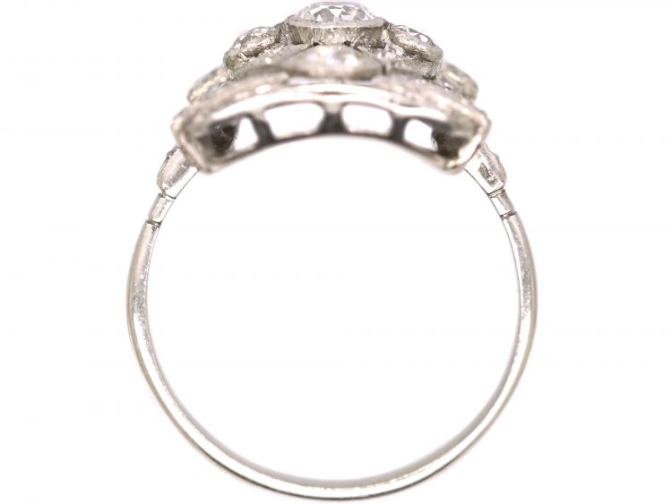 Early 20th Century Platinum Rectangular Shaped Ring set with Diamonds