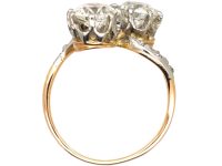 Early 20th Century 18ct Gold French Import Crossover Ring set with Two Diamonds