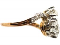 Early 20th Century 18ct Gold French Import Crossover Ring set with Two Diamonds