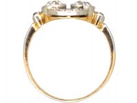 Edwardian 18ct Gold & Platinum Ring set with Two Diamonds