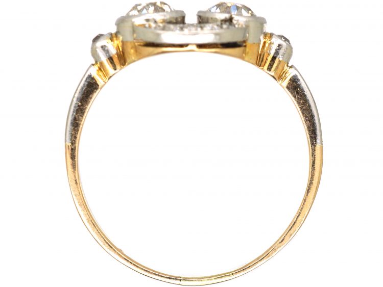 Edwardian 18ct Gold & Platinum Ring set with Two Diamonds