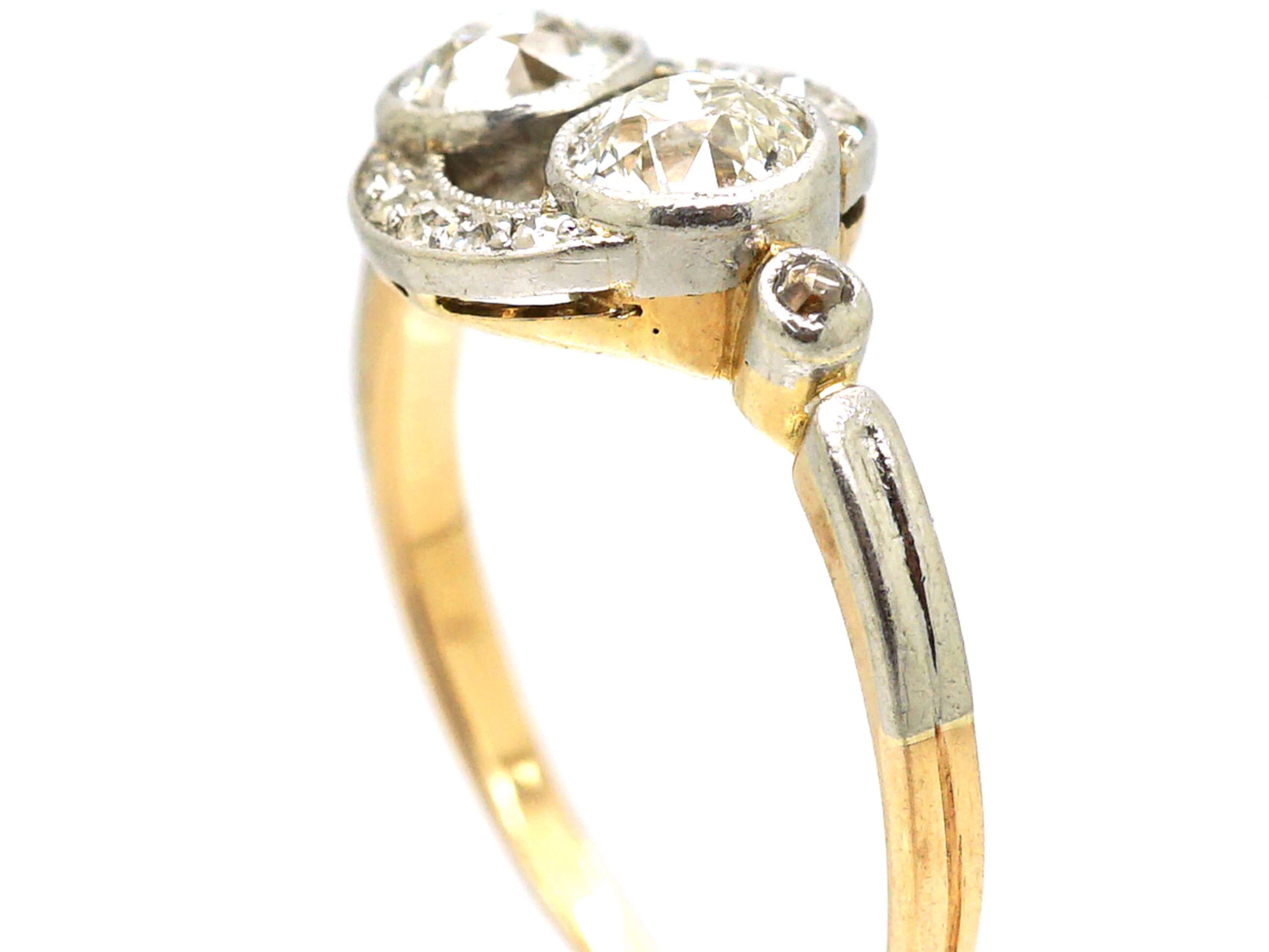 Edwardian 18ct Gold & Platinum Ring set with Two Diamonds (407X) | The ...
