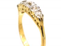 Victorian 18ct Gold, Diamond Carved Half Hoop Ring