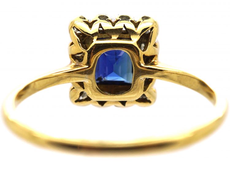 Early 20th Century 18ct Gold & Platinum, Sapphire & Diamond Rectangular Ring