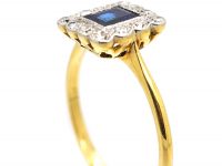 Early 20th Century 18ct Gold & Platinum, Sapphire & Diamond Rectangular Ring