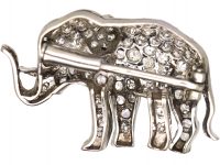 Early 20th Century 18ct White Gold Elephant Brooch set with Diamonds