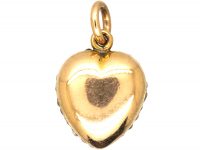 Edwardian 15ct Gold Heart Pendant pave set with Natural Split Pearls